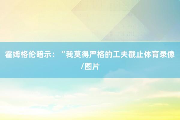 霍姆格伦暗示：“我莫得严格的工夫截止体育录像/图片