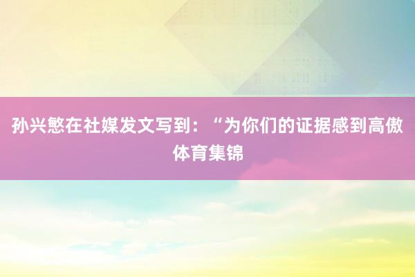 孙兴慜在社媒发文写到：“为你们的证据感到高傲体育集锦