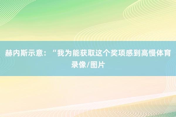 赫内斯示意：“我为能获取这个奖项感到高慢体育录像/图片