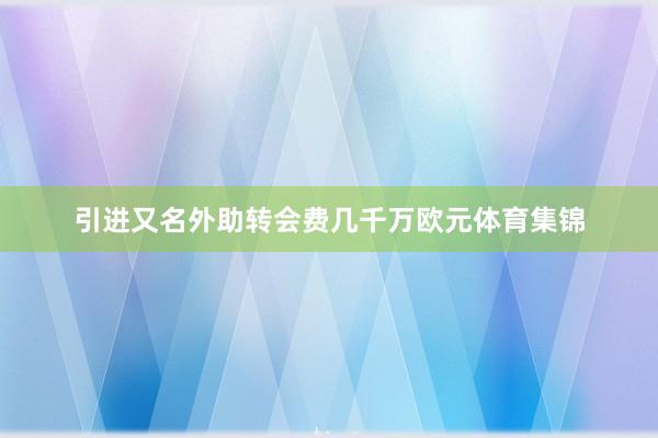 引进又名外助转会费几千万欧元体育集锦