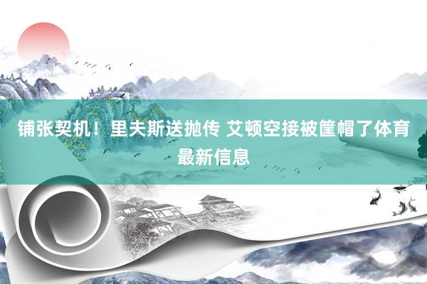 铺张契机！里夫斯送抛传 艾顿空接被筐帽了体育最新信息